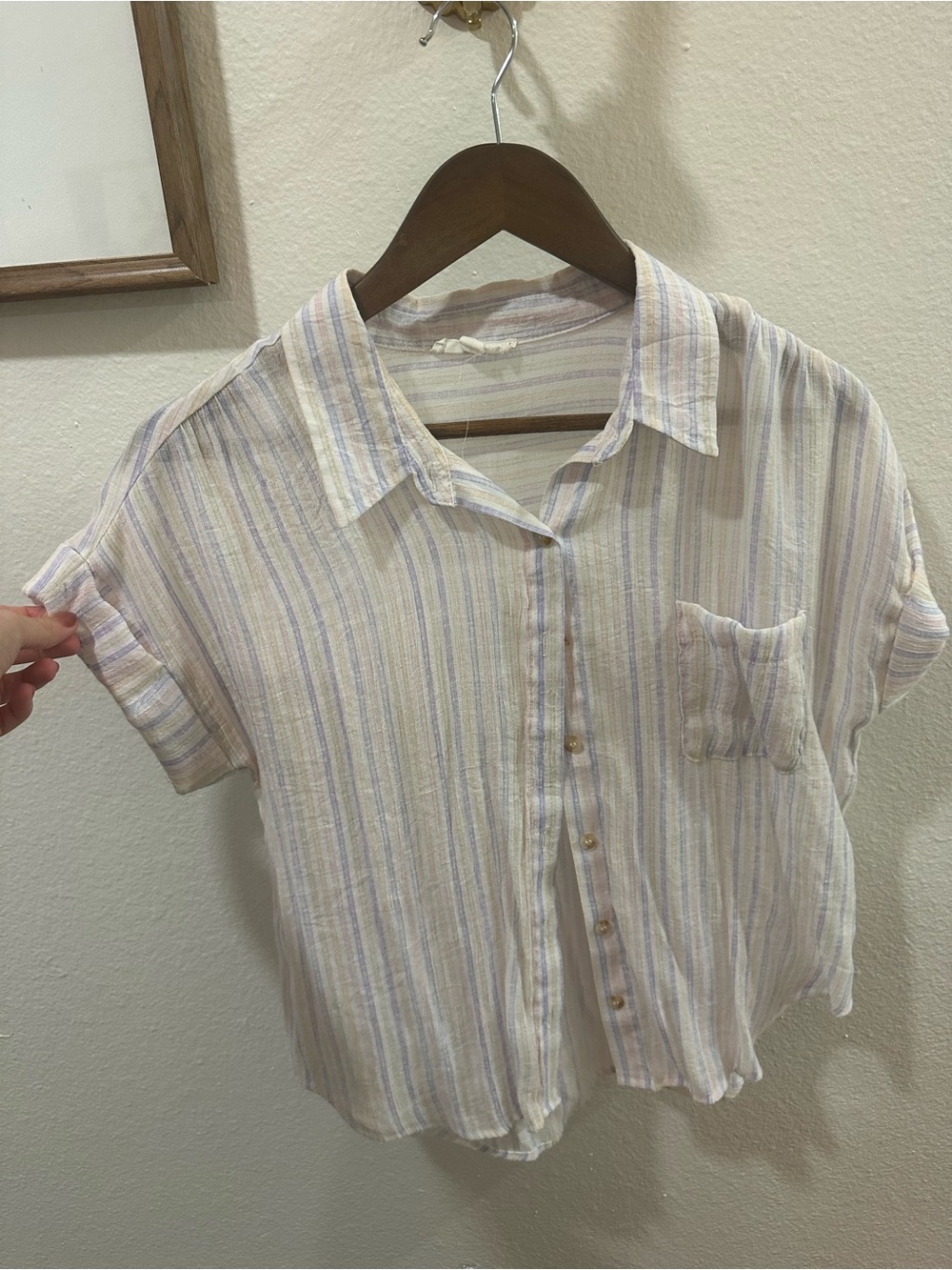 mine Pastel Striped Short-Sleeve Button Shirt